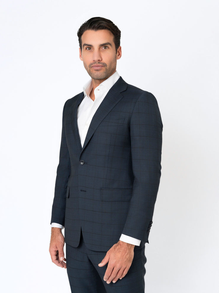 Navy Prince of Wales with Onyx Overcheck Jacket