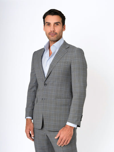 Grey & Blue Luxury Check Jacket