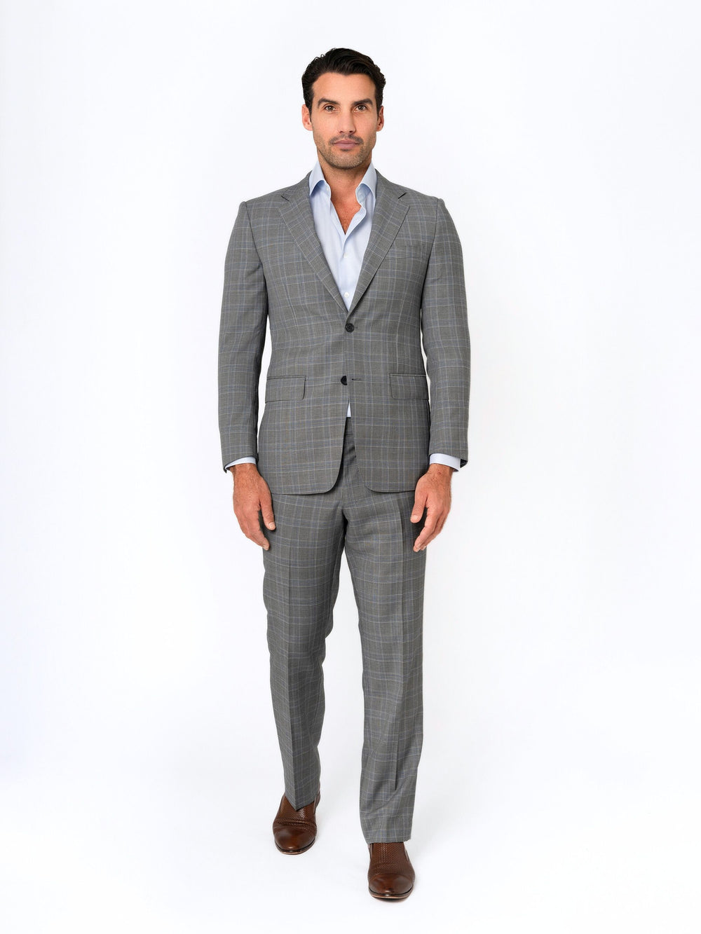 Grey & Blue Luxury Check Suit