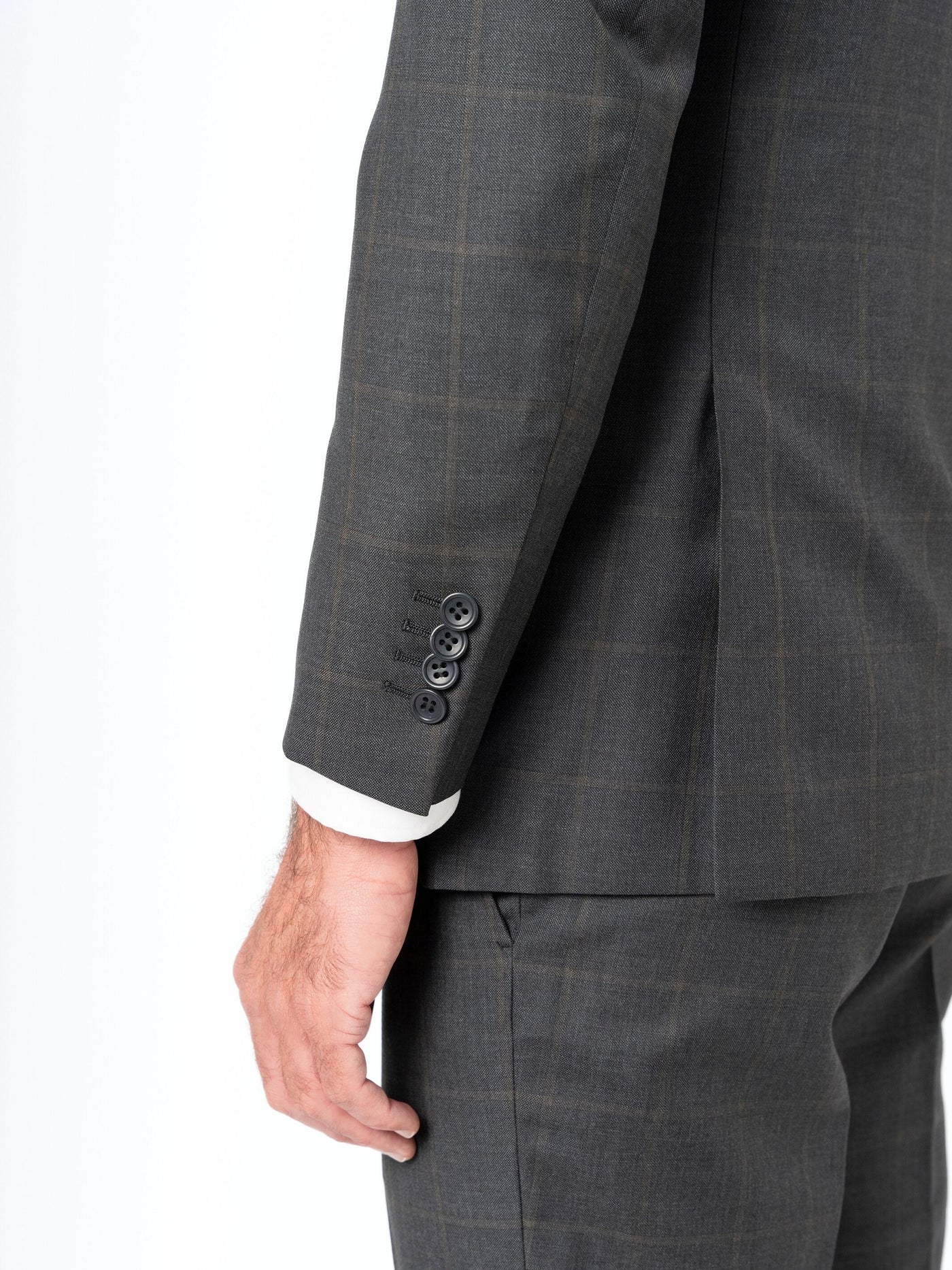 Charcoal with Cognac Windowpane Suit